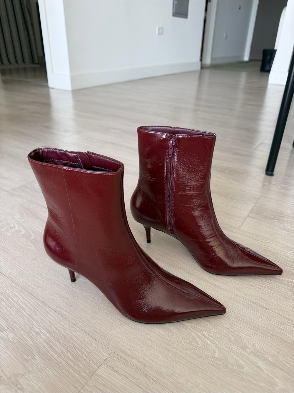 Arezzo maroon heeled boots